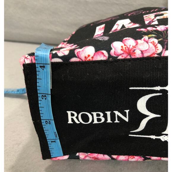 Robin Ruth Original Japan Black & Pink Floral Tote Bag - Picture 7 of 10